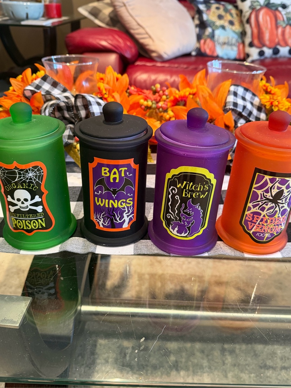 HALLOWEEN GLASS APOTHECARY JARS POTION BOTTLES CUTE DECOR PIECES